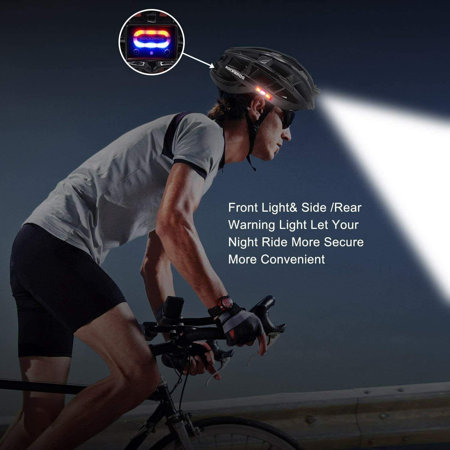 Bicycle Warning Light Alarm Helmet